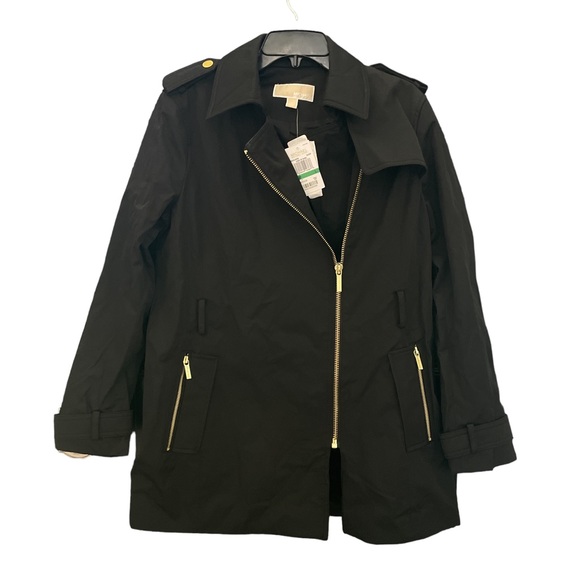 MICHAEL Michael Kors Zip Trench Coat in Black - NWT - Size Large - Picture 3 of 4